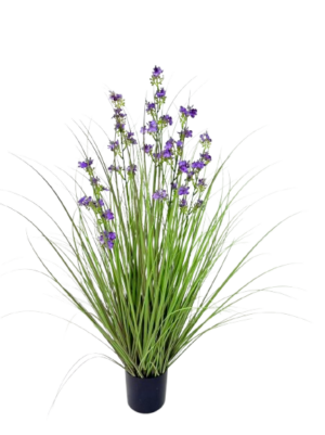 Potted Grass W/Purple Flowers - 90cm (PFH25)
