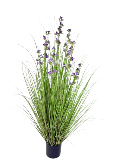 Potted Grass W/Purple Flowers - 120cm (P/FH26)