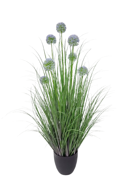 Potted Grass *7 Blue Flowers - 105cm (P/FH30)
