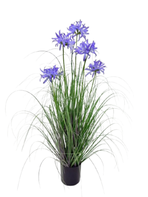 Potted Grass *5 Blue Flowers - 90cm (P/FH32)